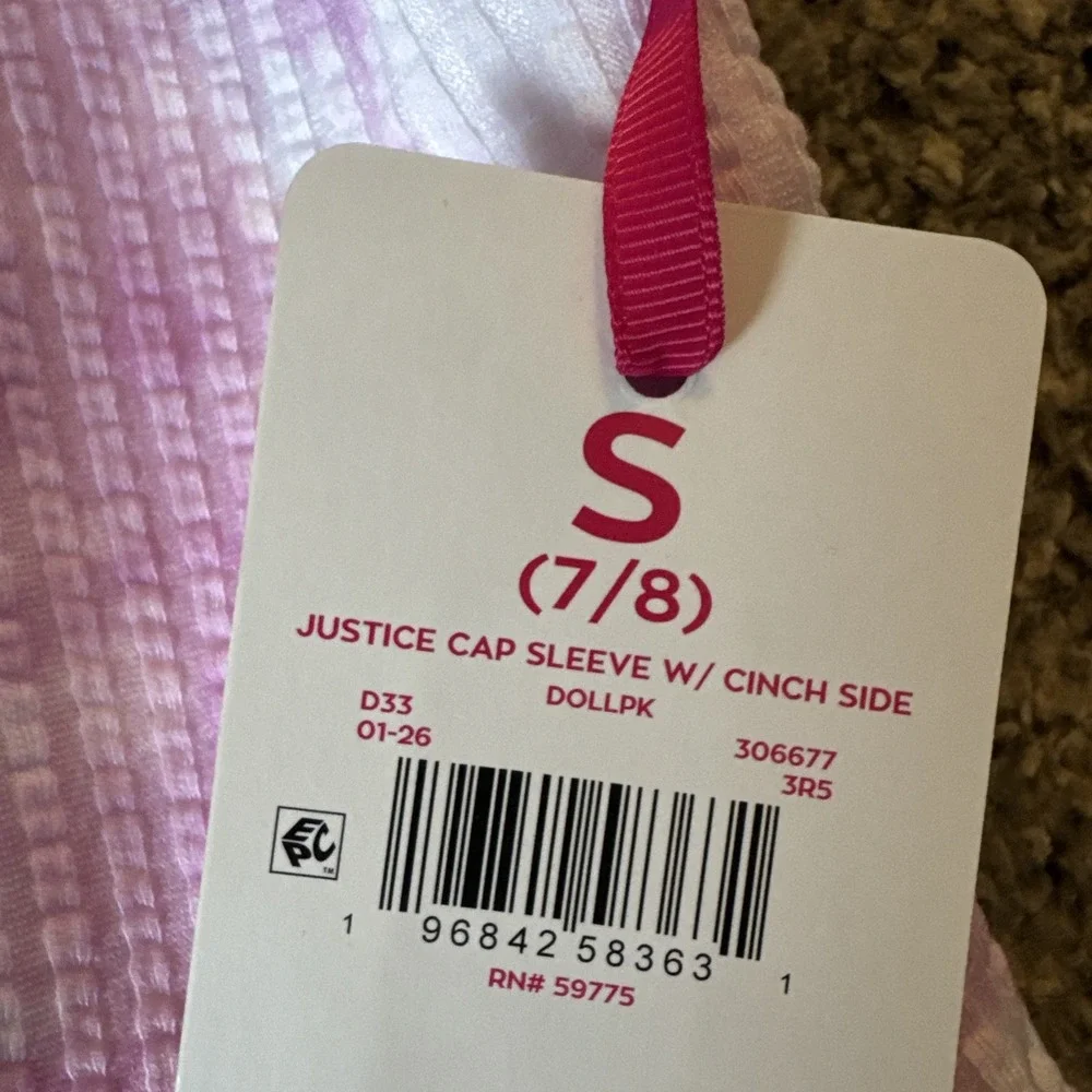 Justice Lavender and White Tie-Dye Ribbed Square-Neck Tank Size Small